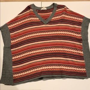 Multi Color, Gray-Trimmed Poncho